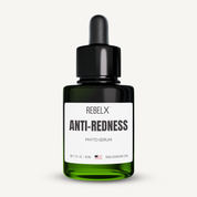 REBELX Anti-Redness Phyto Serum in green glass dropper bottle, 1 fl oz size