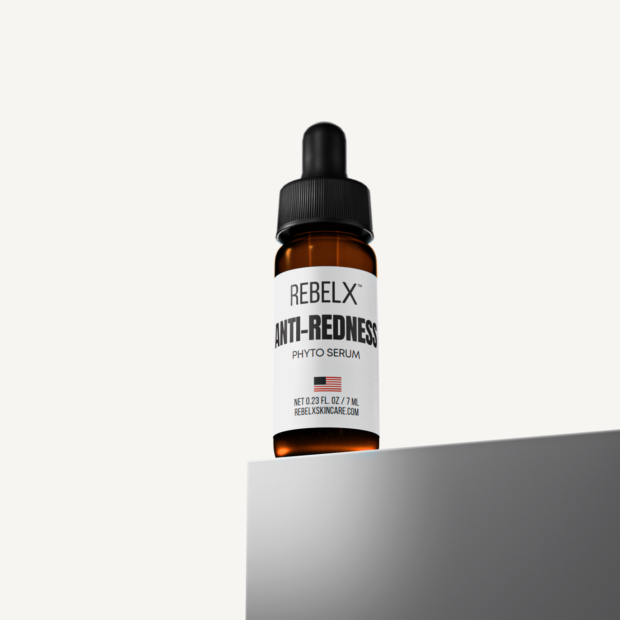 REBELX Anti-Redness Phyto Serum in amber glass dropper bottle, 0.23 fl oz size