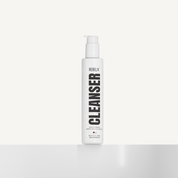 REBELX Cleanser with mildly foaming green tea and licorice root in white pump bottle, 6.7 fl oz size