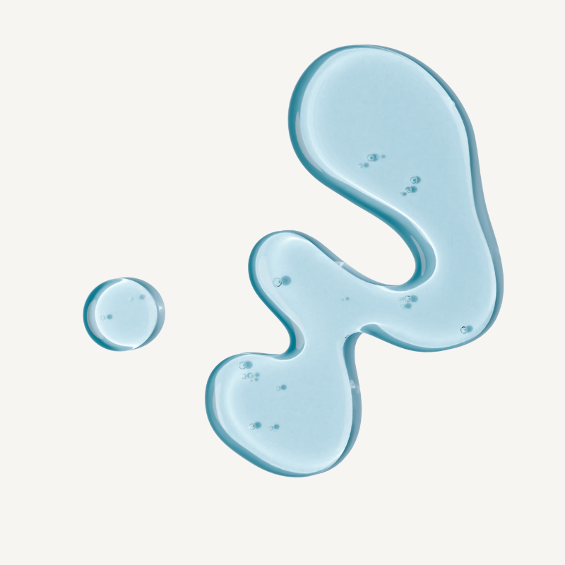 REBELX HydraFirm Cellular Serum texture showing clear blue gel with bubbles on white background