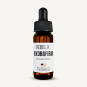 REBELX HydraFirm Cellular Serum in amber glass dropper bottle, 0.23 fl oz travel size