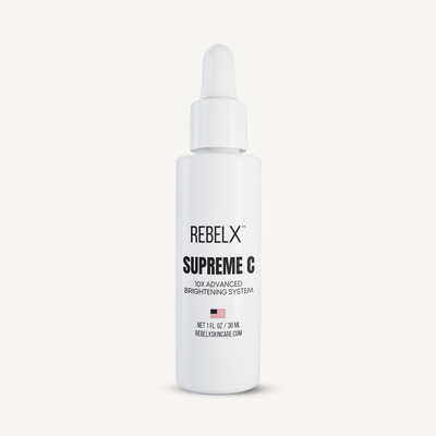 Rebel X Supreme C vitamin C serum - pharmaceutical-grade brightening treatment for women over 50.